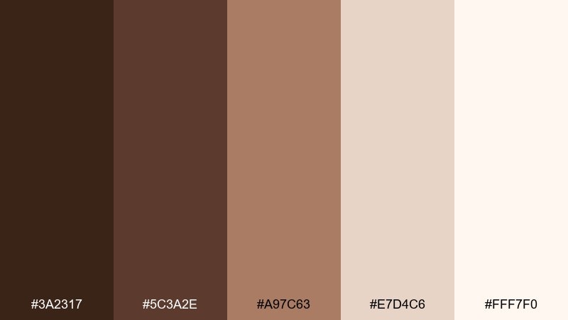 cocoa and cream color palette with hex codes