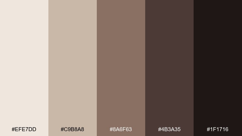 cocoa ash autumn color palette with hex codes