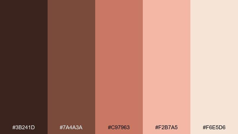 cocoa blush brown peach color palette with hex codes