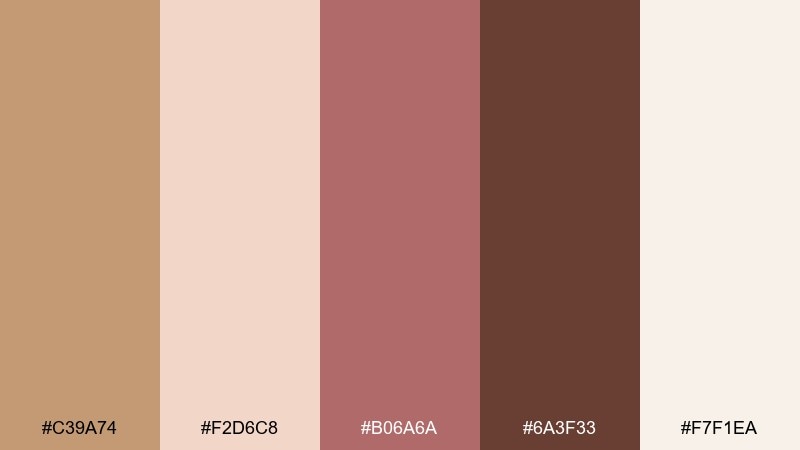 cocoa blush color palette with hex codes
