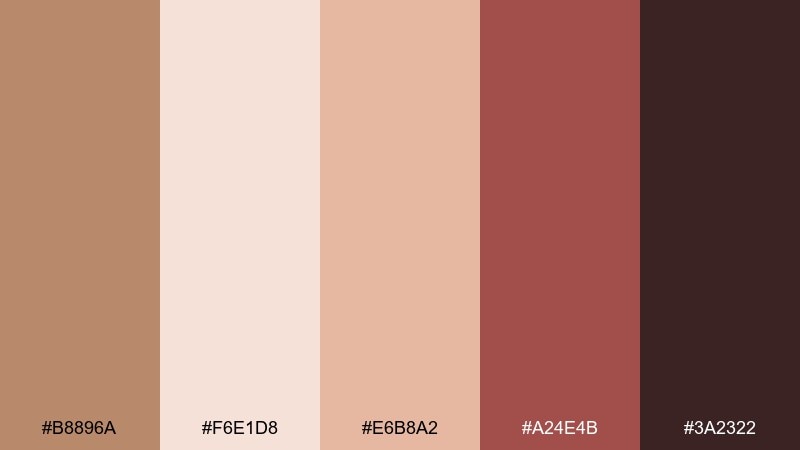 cocoa blush color palette with hex codes