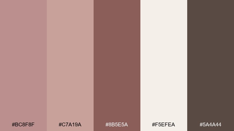 cocoa blush rosy brown color palette with hex codes