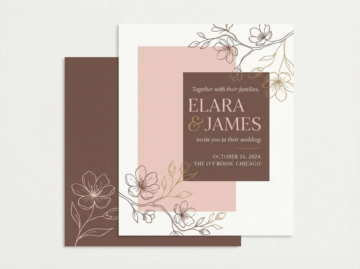 blush wedding invitation layout