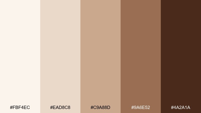 cocoa brown monochromatic color palette with hex codes
