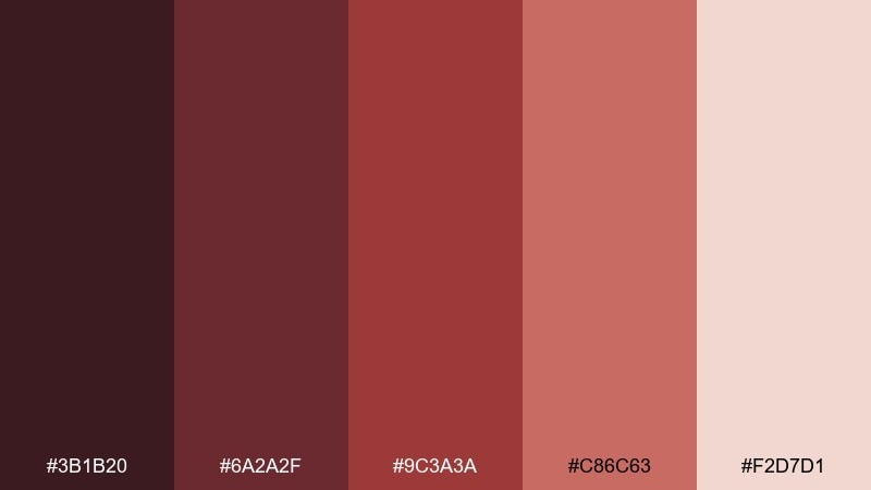 cocoa cherry color palette with hex codes