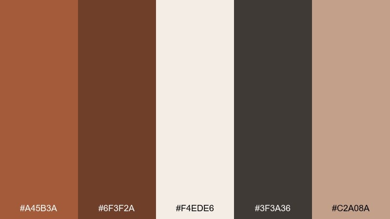 cocoa copper comfort copper bronze color palette with hex codes