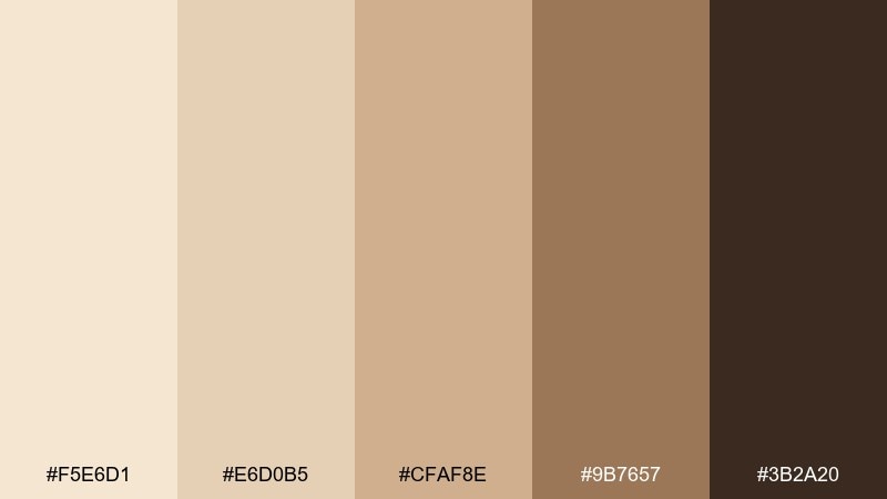 cocoa cream champagne beige color palette with hex codes