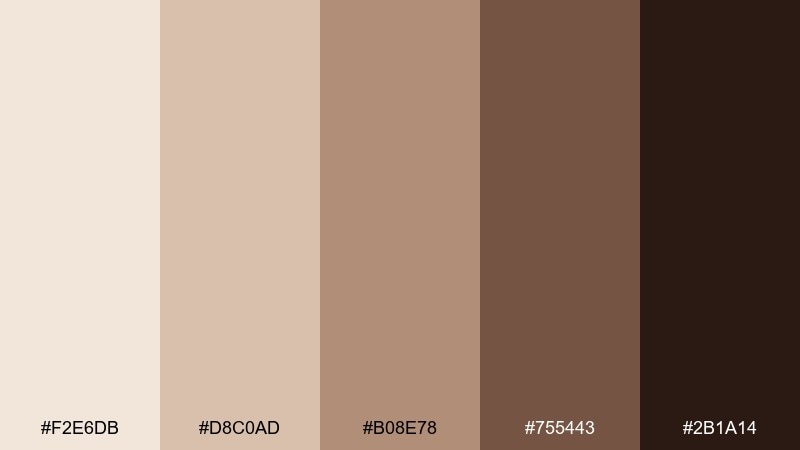 cocoa dust coffee cream color palette with hex codes