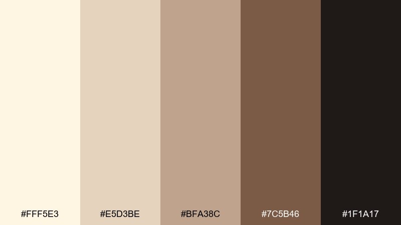 cocoa eclipse cosmic latte color palette with hex codes