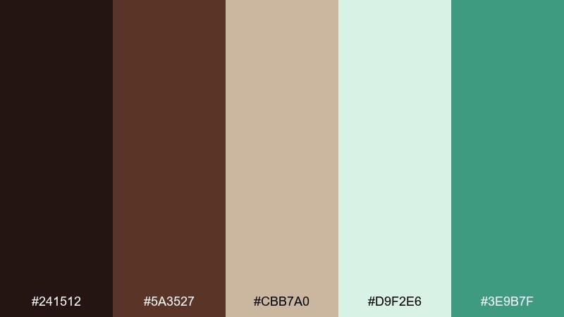 cocoa-garden chocolate mint color palette with hex codes