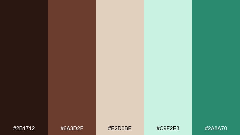 cocoa-mint-classics chocolate mint color palette with hex codes