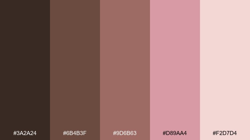 cocoa peony color palette with hex codes