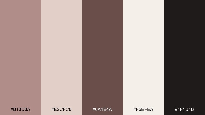 cocoa petal contrast rose taupe color palette with hex codes