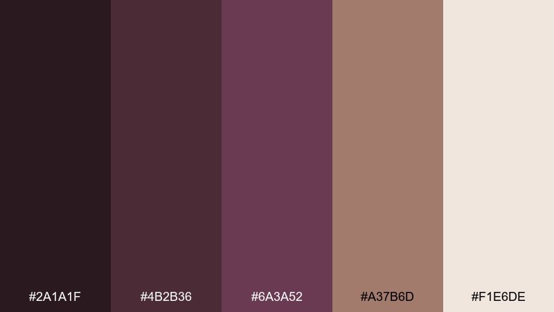 cocoa plum comfort purple plum color palette with hex codes