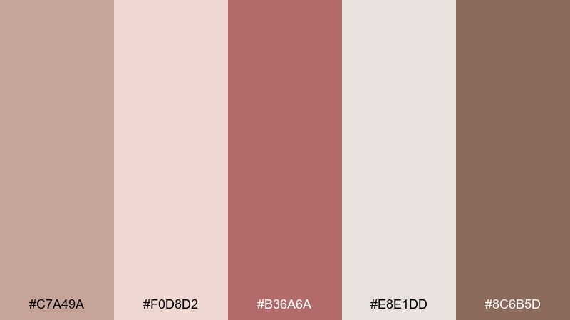 cocoa rose dust pastel brown color palette with hex codes