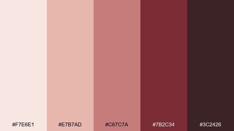 cocoa rose pink maroon color palette with hex codes