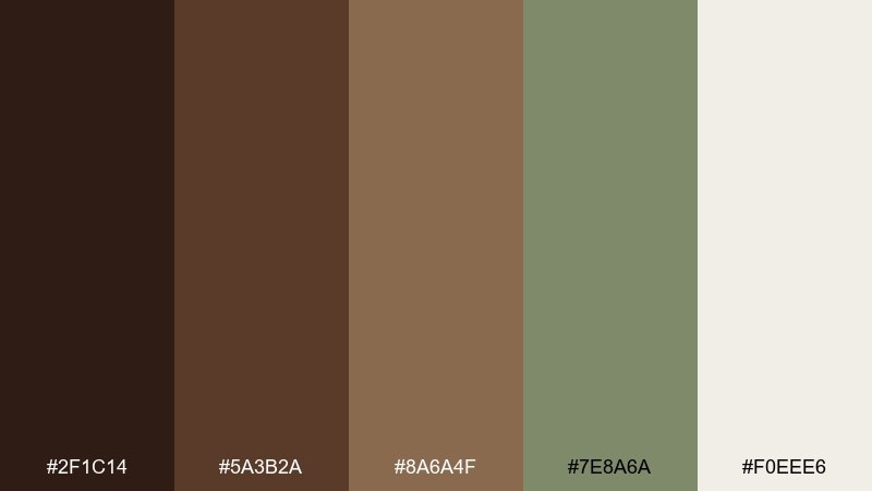 cocoa sage chocolate color palette with hex codes