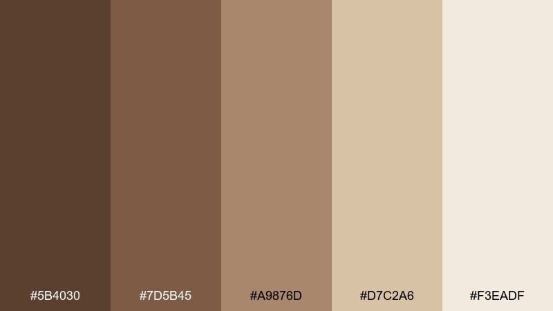 cocoa sand umber color palette with hex codes