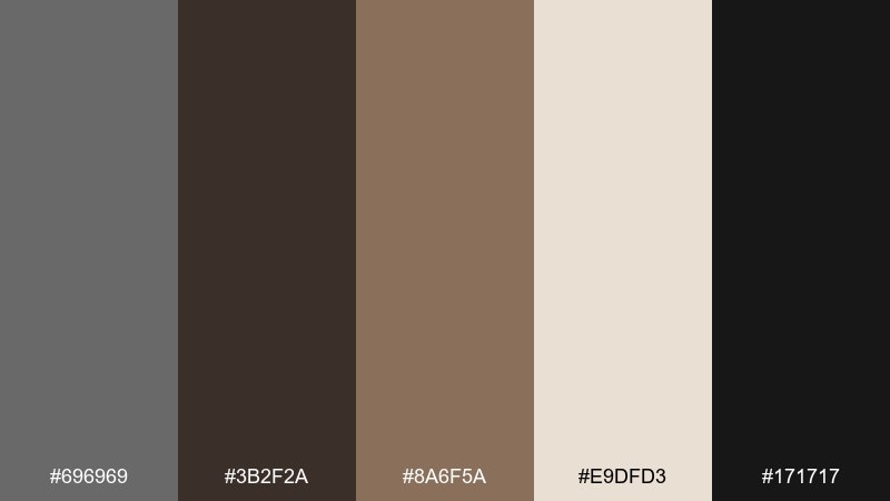 cocoa smoke dim gray color palette with hex codes