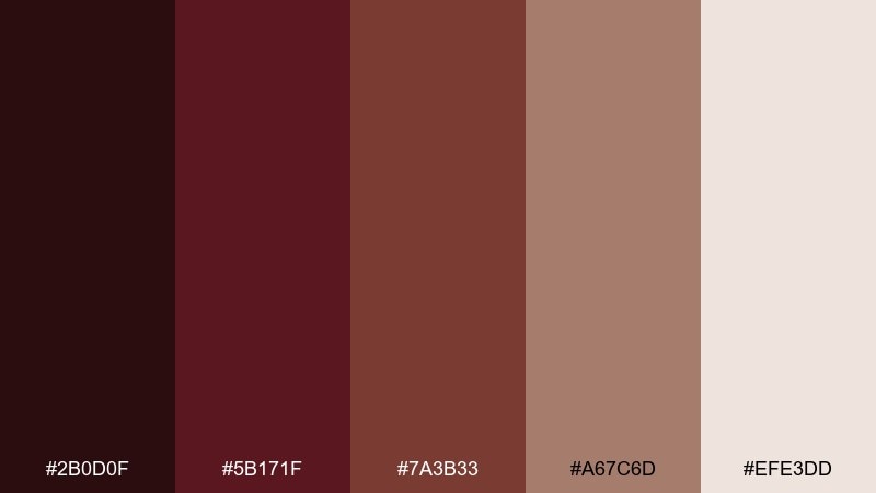 cocoa tannin dark red wine color palette with hex codes