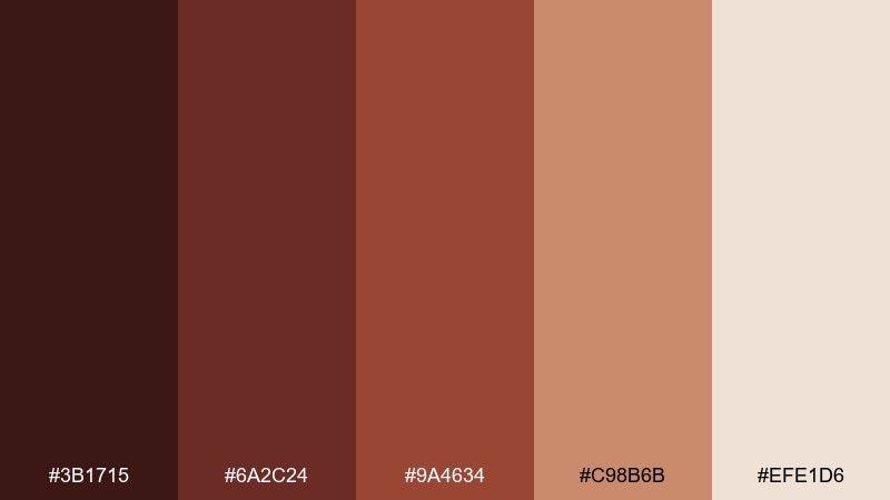 cocoa velvet mahogany color palette with hex codes