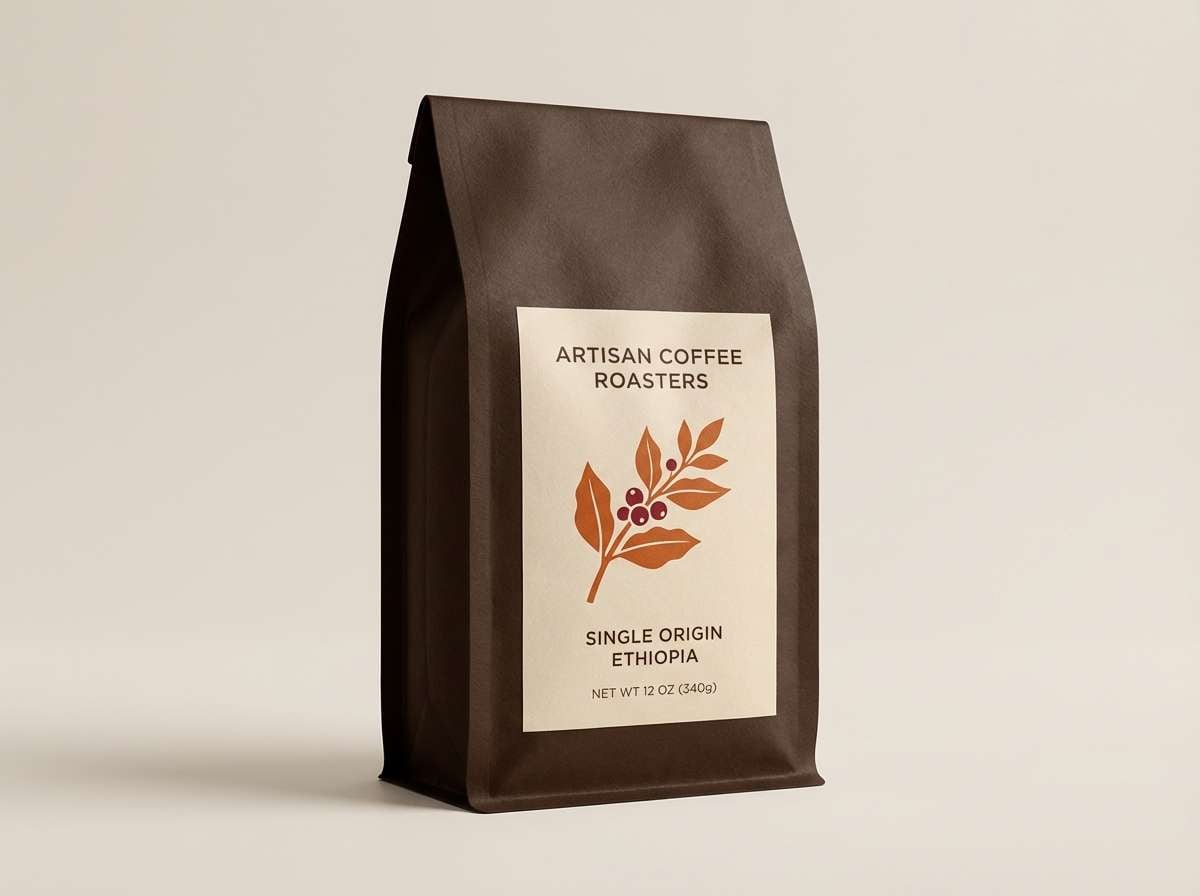 brown red orange color scheme coffee bag packaging
