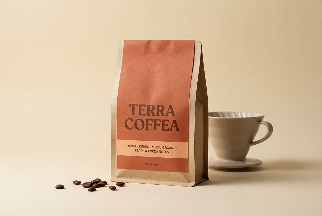 terracotta coffee bag label