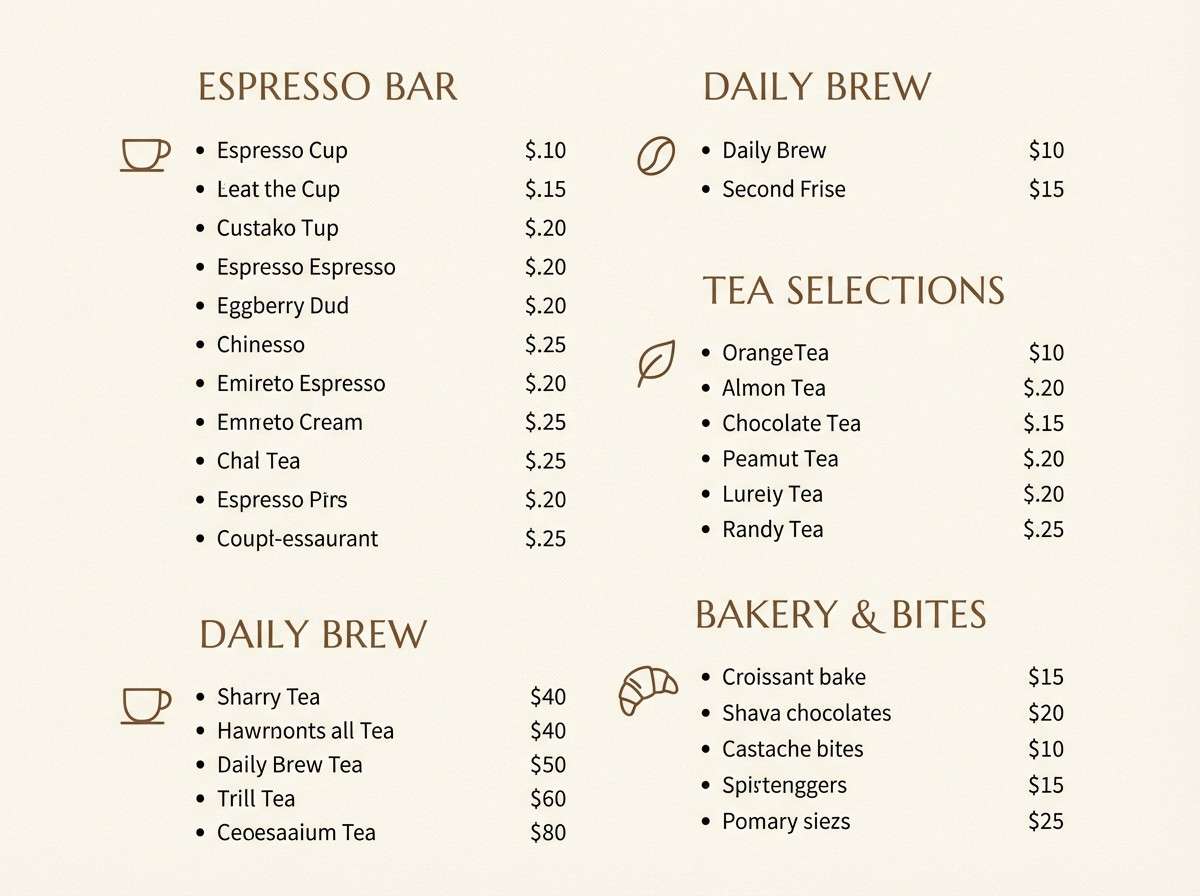 cozy cafe menu design