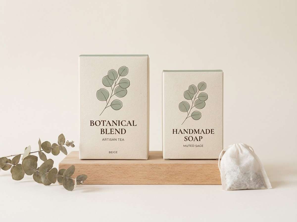 botanical packaging in sage tones
