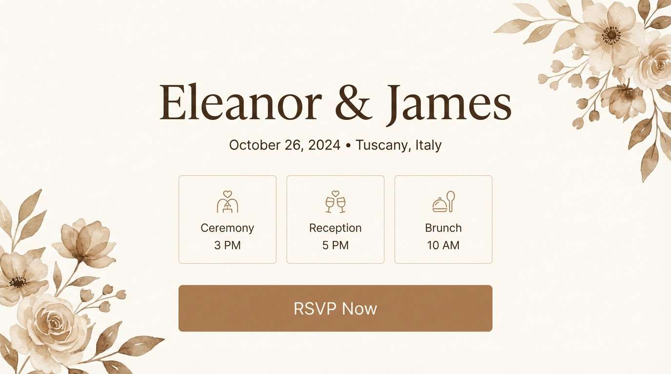 neutral wedding website ui