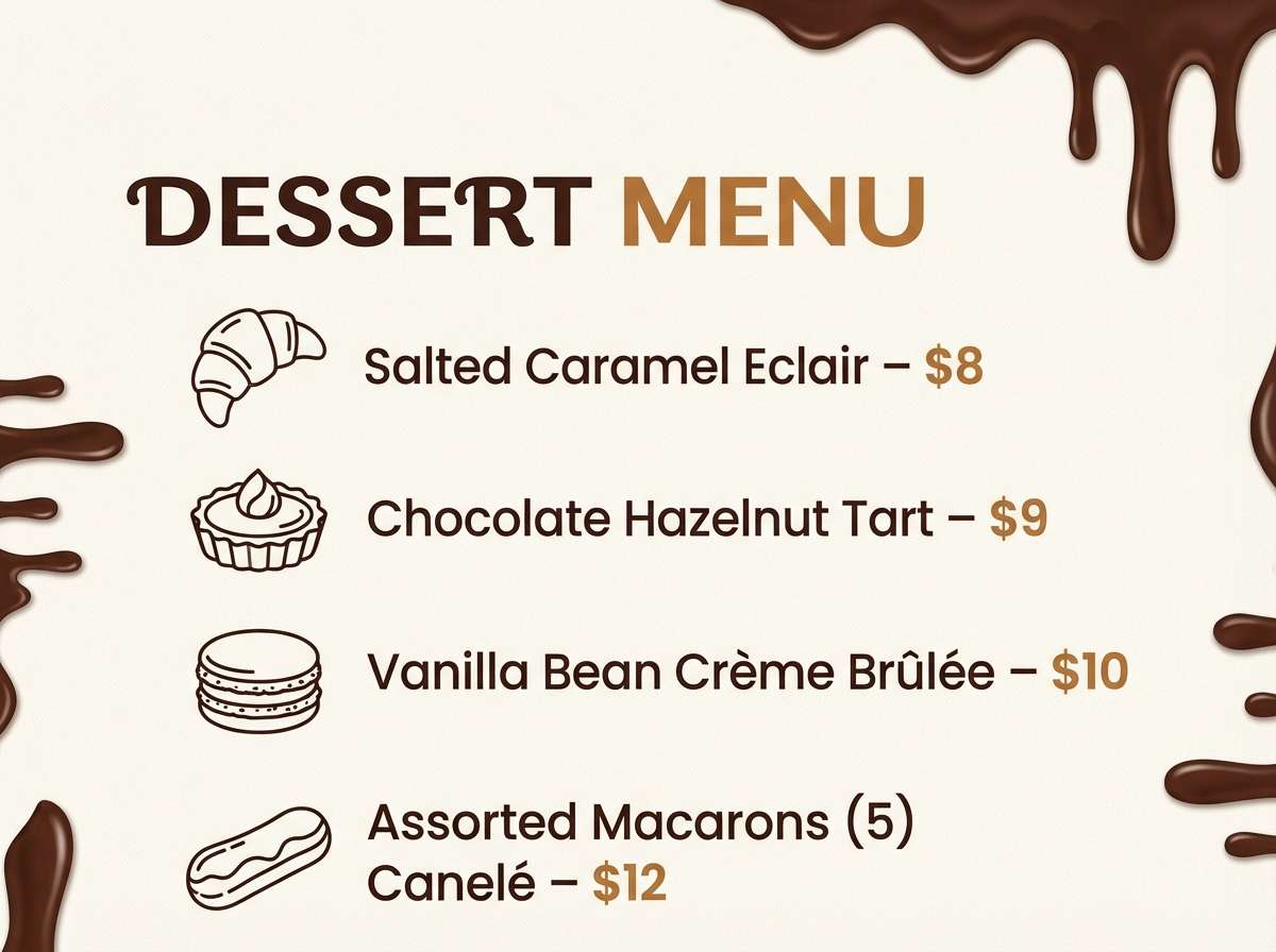 caramel dessert menu