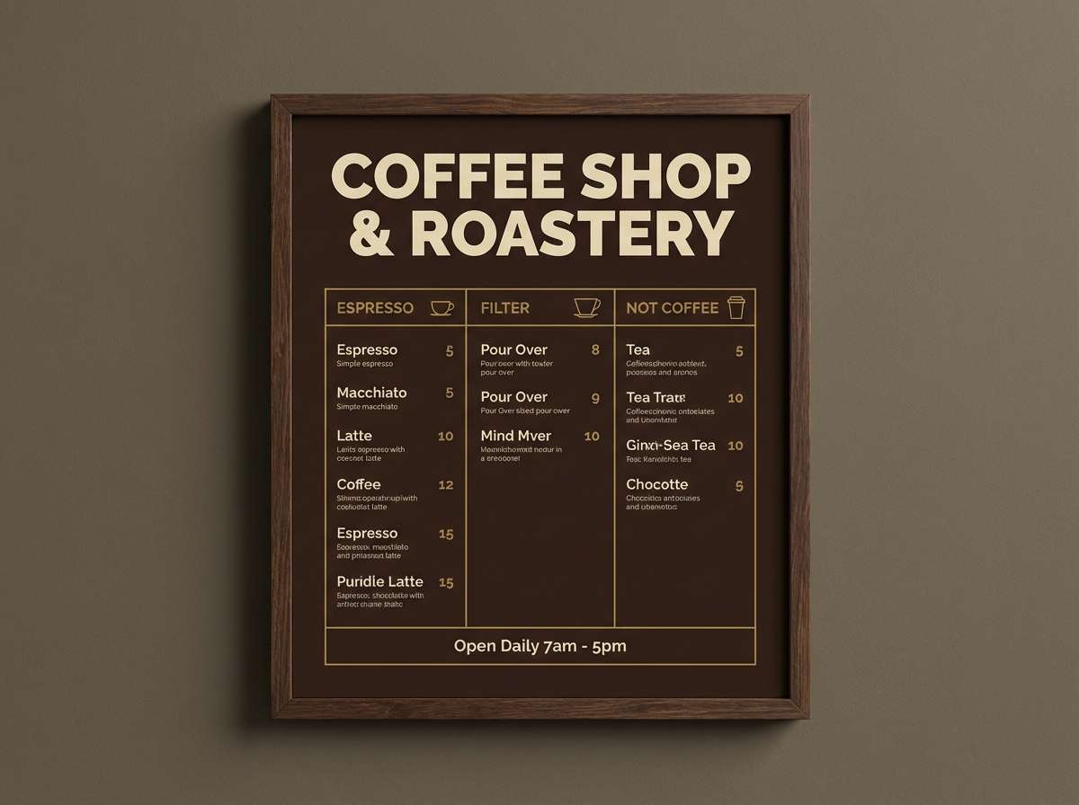 coffee menu board
