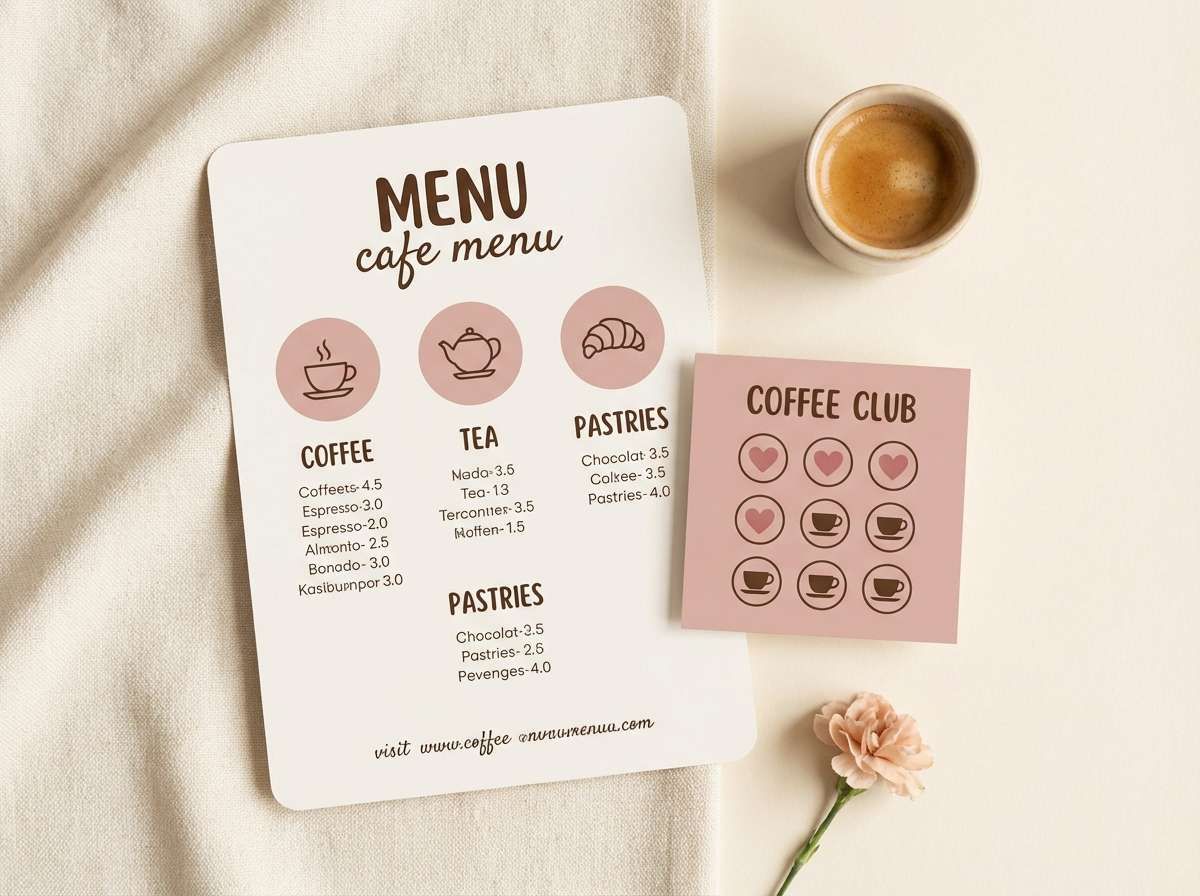 menu and loyalty card mockup