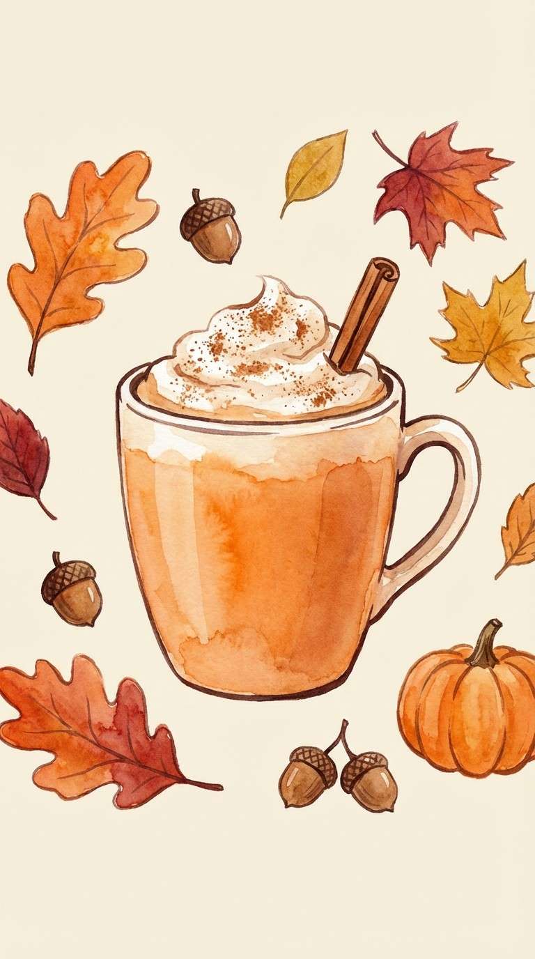 watercolor pumpkin latte art