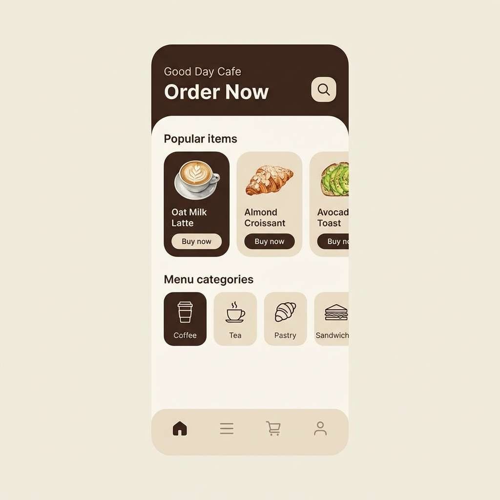 cafe ordering ui mockup