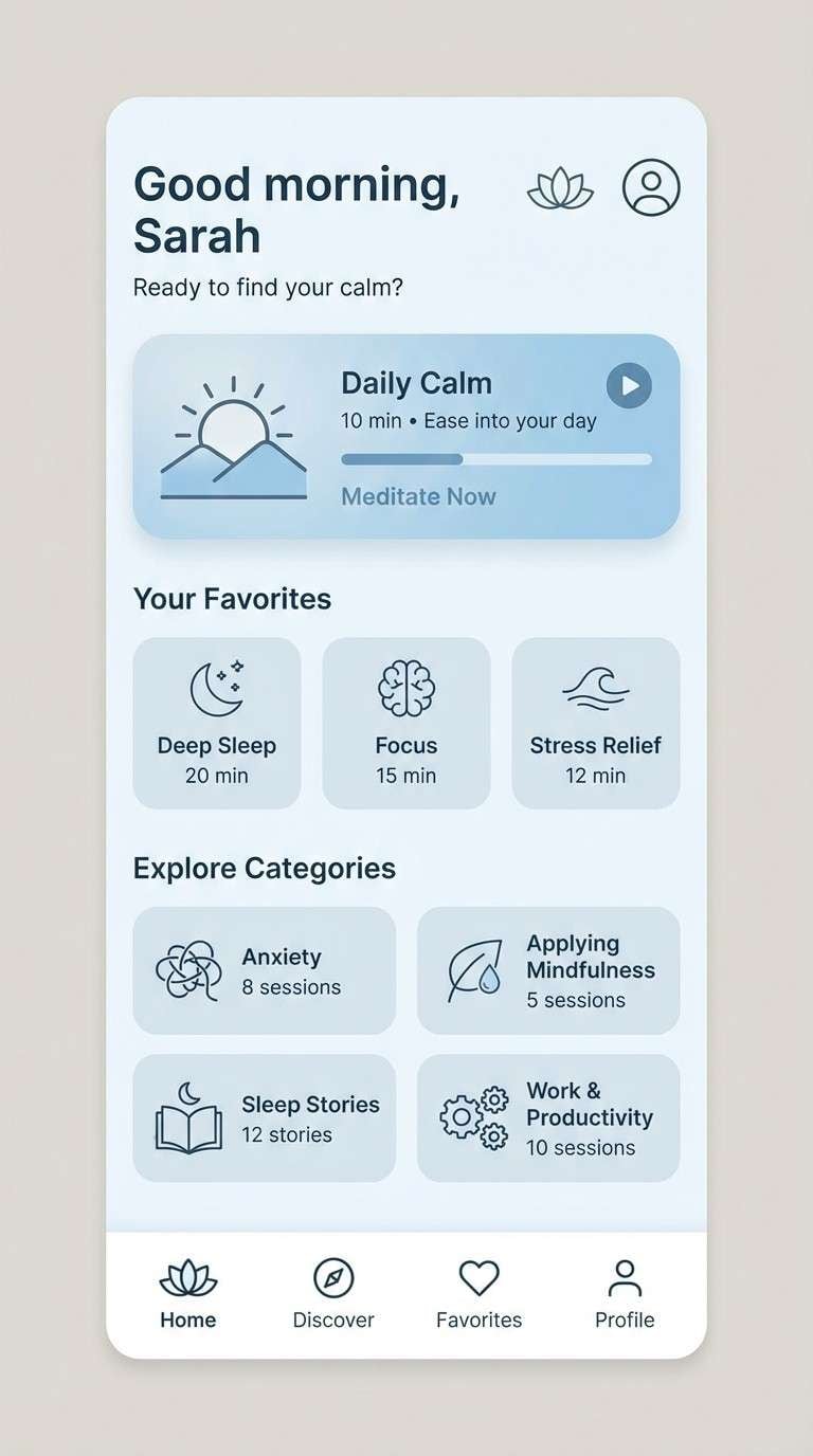 serene meditation app ui