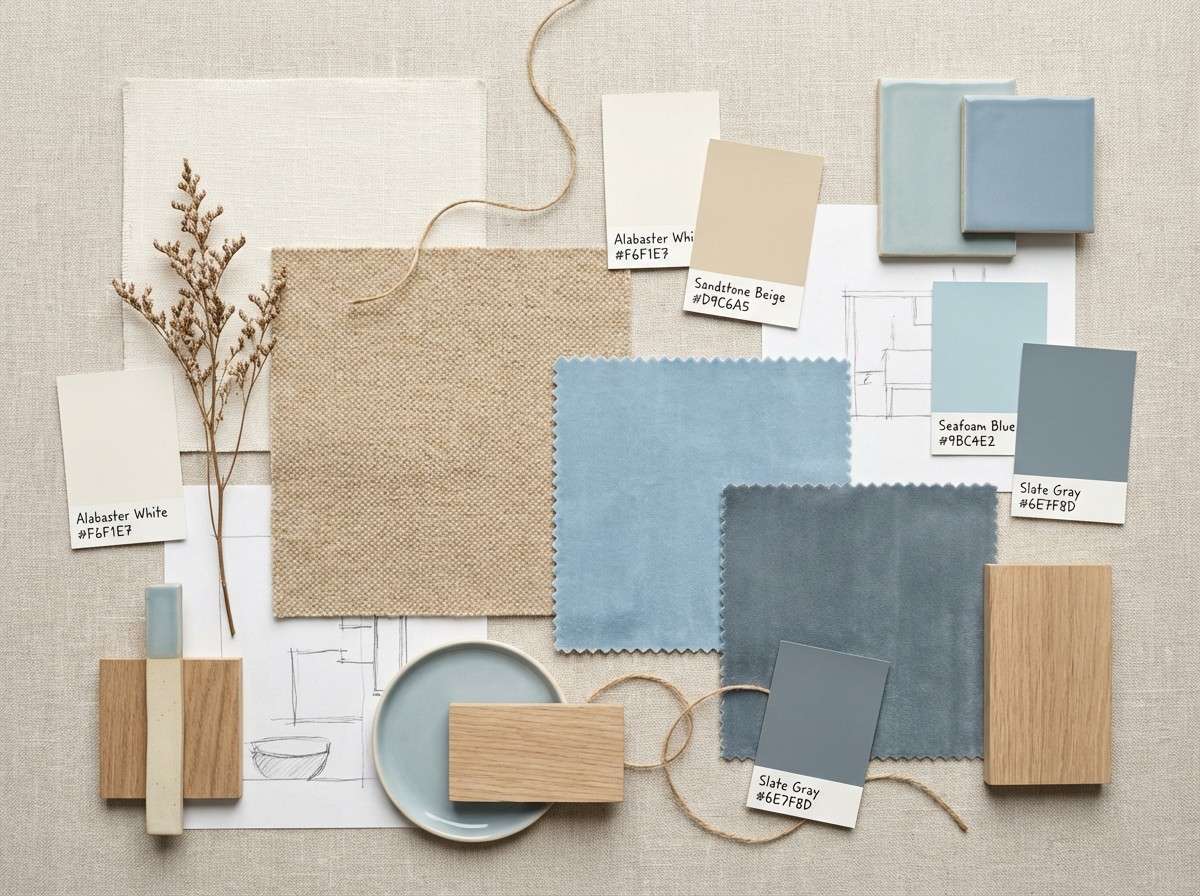 linen coastal moodboard collage