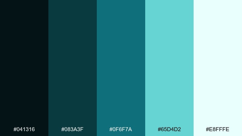 comet tail teal outer space color palette with hex codes