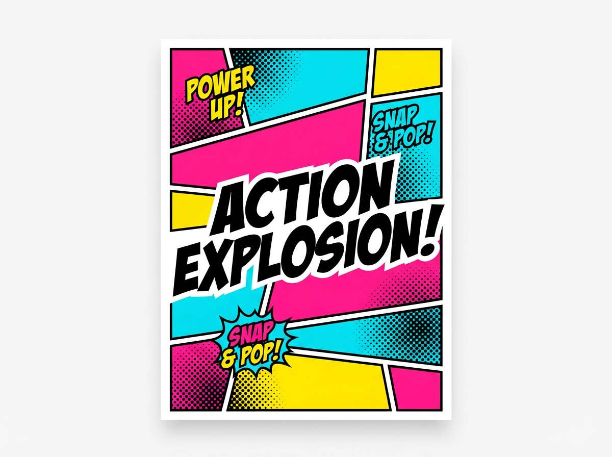 comic poster in bright primaries
