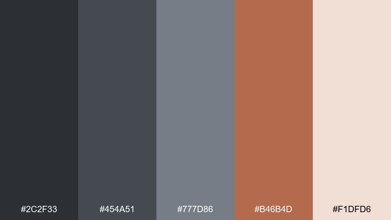 concrete and copper dark gray color palette with hex codes