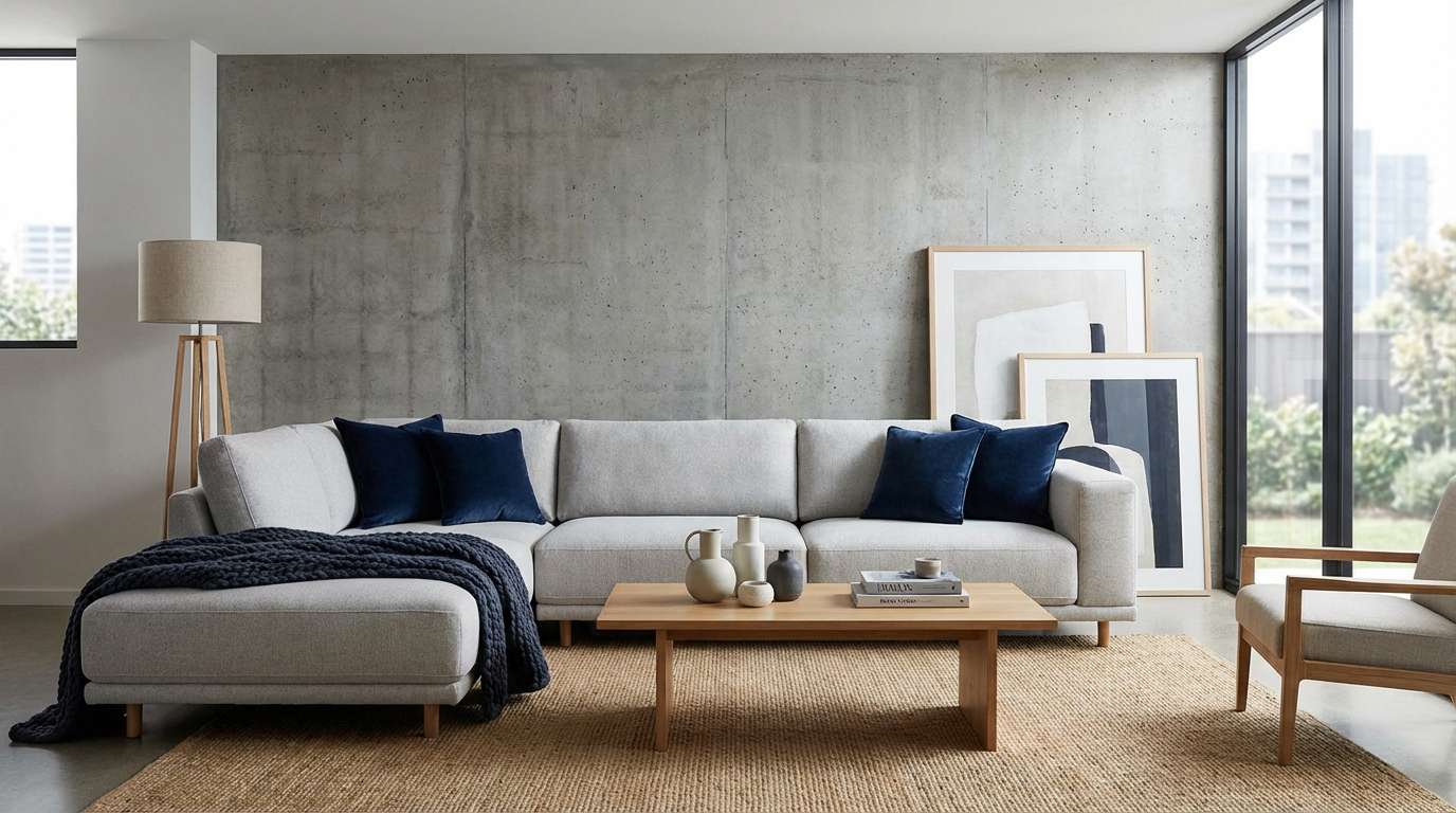 concrete living room accents