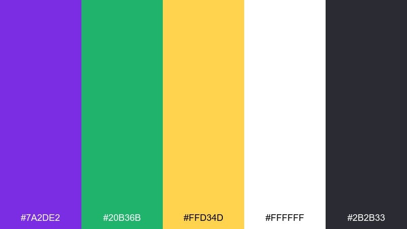 confetti streamers mardi gras color palette with hex codes