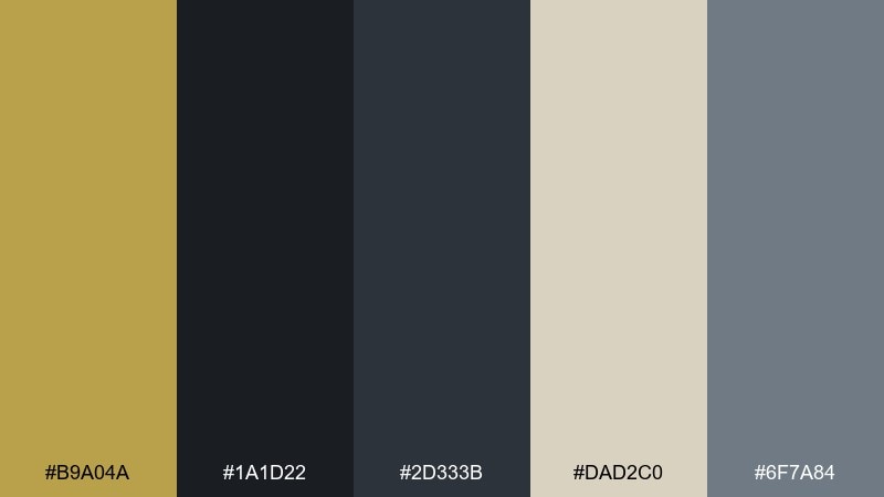 contemporary dashboard brass color palette with hex codes