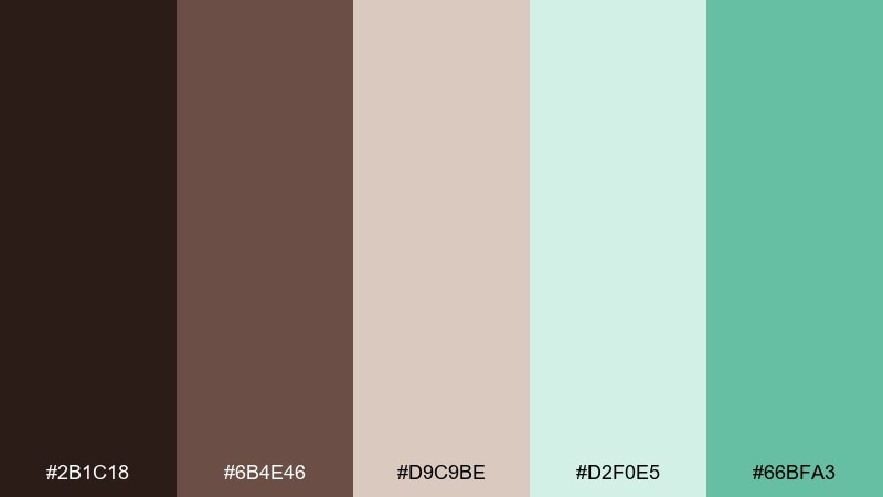 cool-brown-minimal chocolate mint color palette with hex codes