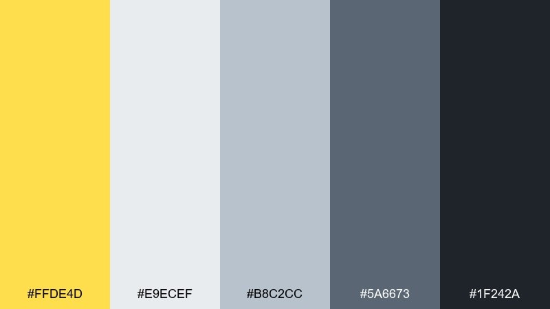 cool gray lift daffodil color palette with hex codes
