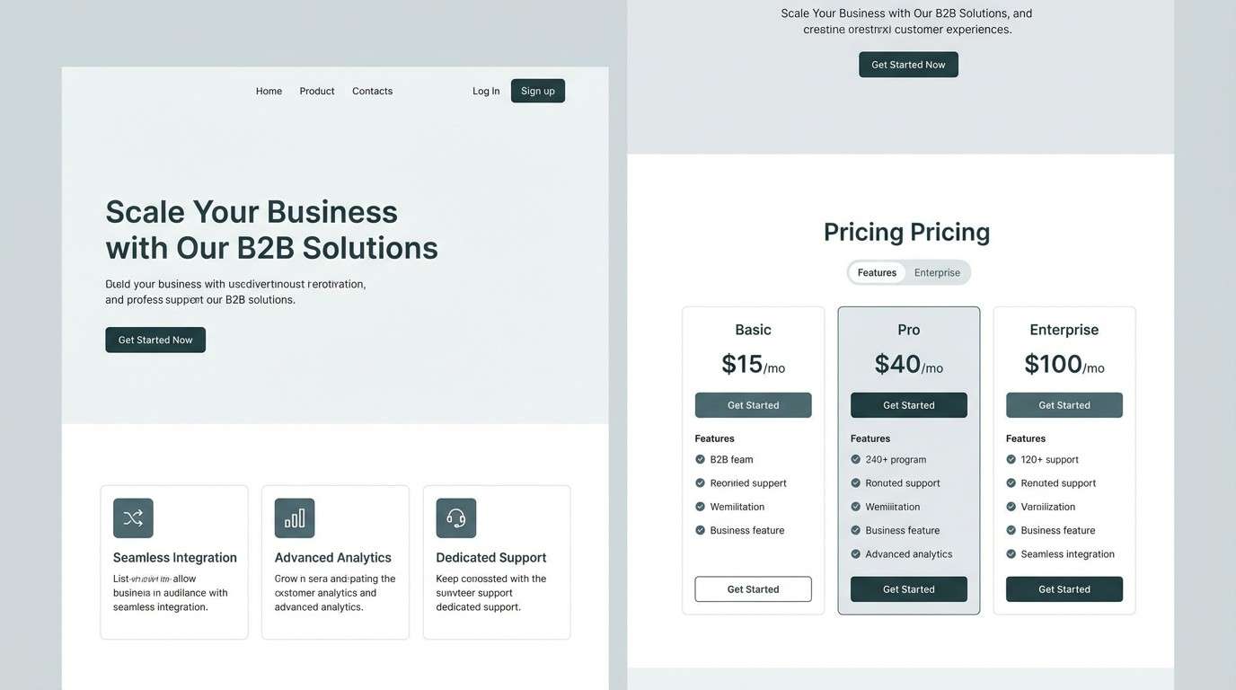 b2b landing page mockup