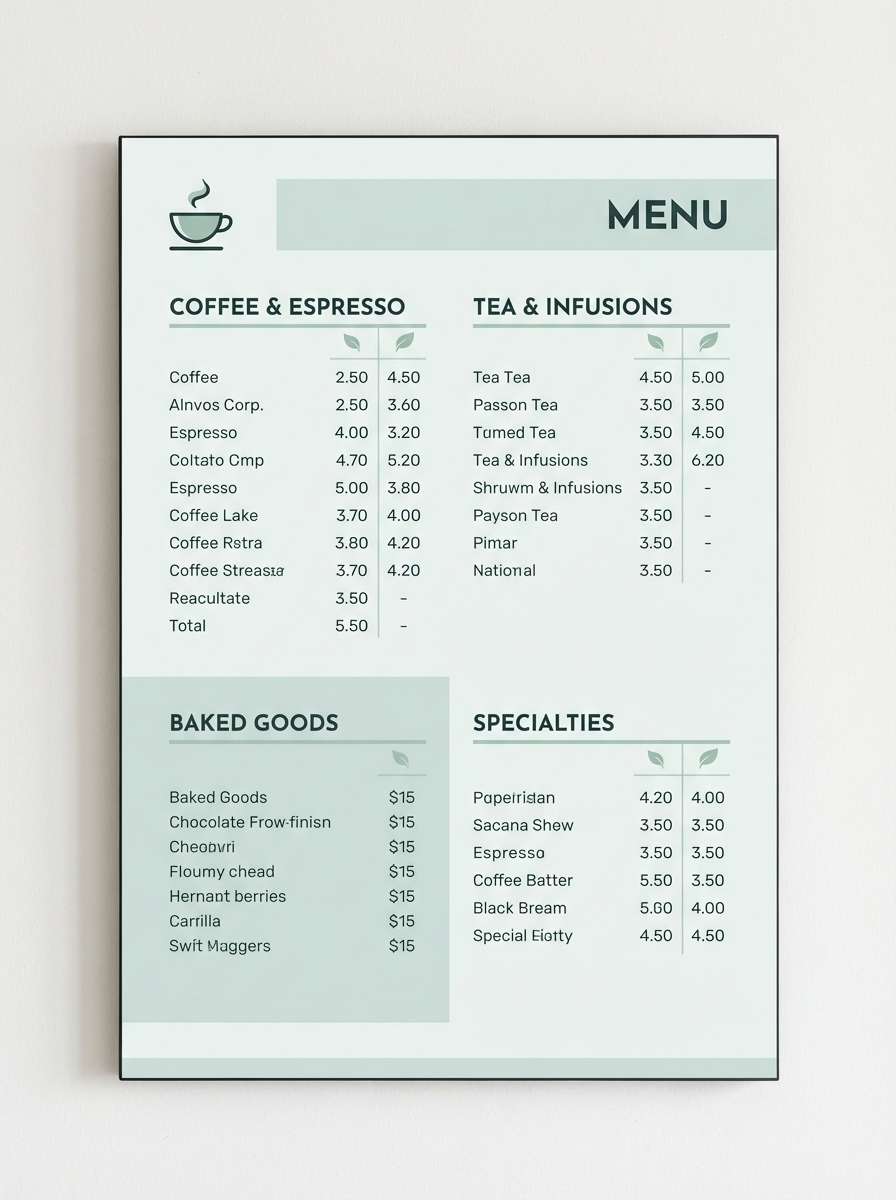 minimal coffee menu layout