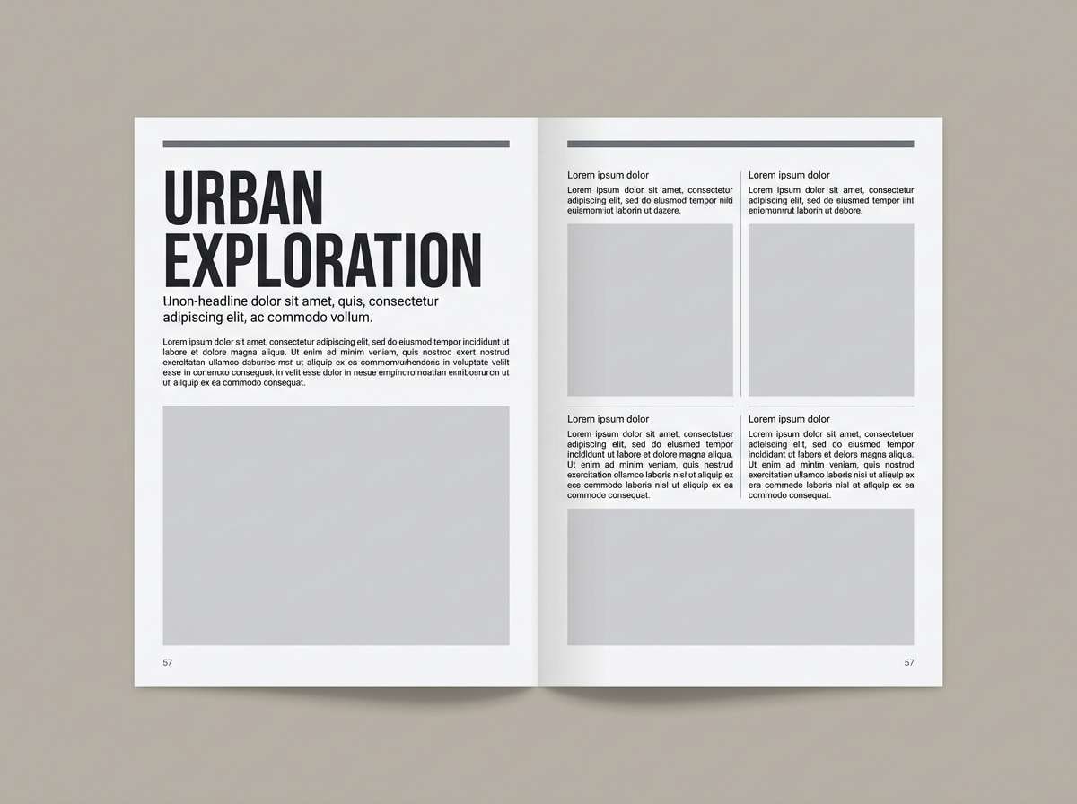 minimal editorial layout spread