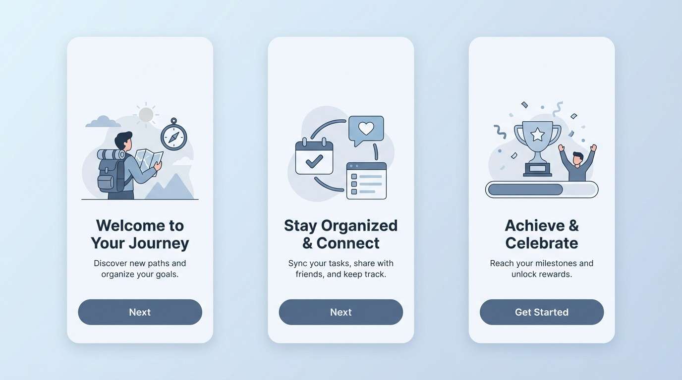 app onboarding screen set
