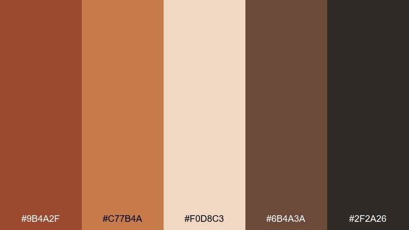 copper and clay traditional color palette with hex codes